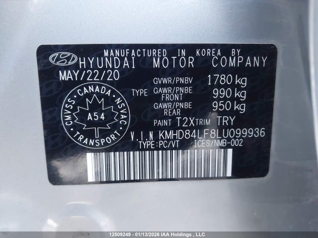 KMHD84LF8LU099936 Hyundai Elantra Sel/value/limited