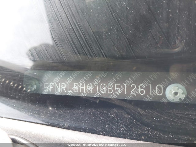 12509264 :رقم المزاد ، 5FNRL5H97GB512610 vin ، 2016 Honda Odyssey Touring مزاد بيع