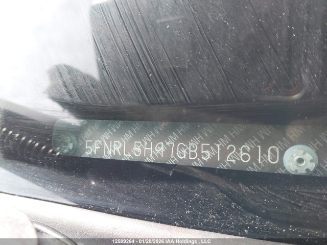 12509264 :رقم المزاد ، 5FNRL5H97GB512610 vin ، 2016 Honda Odyssey Touring مزاد بيع