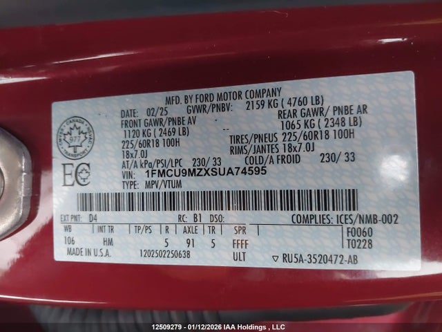 1FMCU9MZXSUA74595 Ford Escape St Line