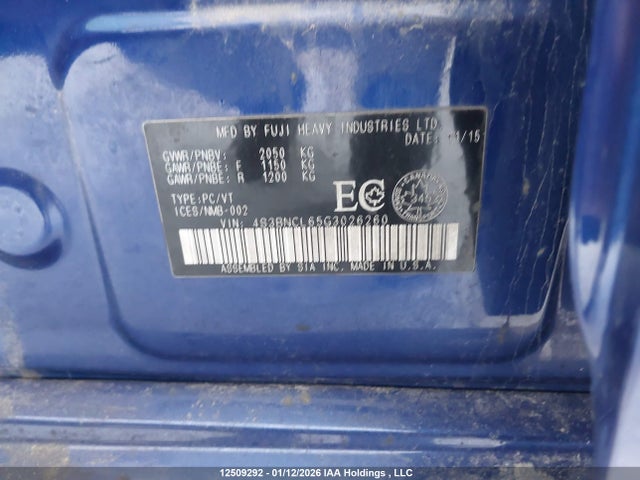 4S3BNCL65G3026260 Subaru Legacy 2.5i Limited