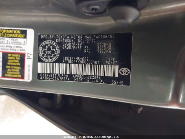 12509319 :رقم المزاد ، 4T1BD1FK9DU065161 vin ، 2013 Toyota Camry مزاد بيع