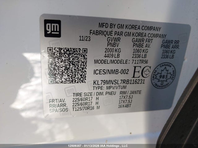 KL79MNSL7RB116231 Chevrolet Trailblazer Ls