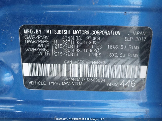 JA4AH3AU7JZ603034 Mitsubishi Rvr Es/se
