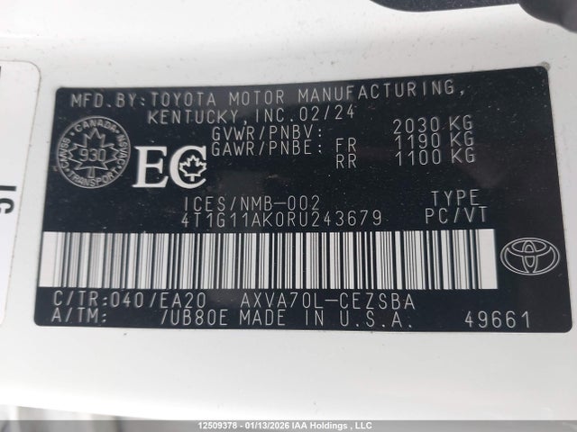 4T1G11AK0RU243679 Toyota Camry Se Night Shade/se
