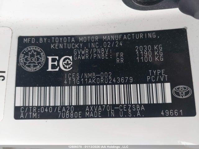 4T1G11AK0RU243679 Toyota Camry Se Night Shade/se