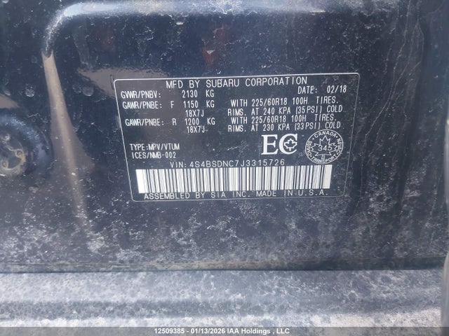 4S4BSDNC7J3315726 Subaru Outback 2.5i Limited