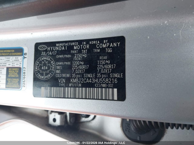 KM8J2CA43HU558216 Hyundai Tucson