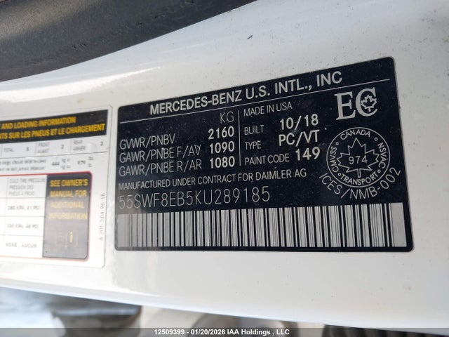 55SWF8EB5KU289185 Mercedes-Benz C 300 4matic