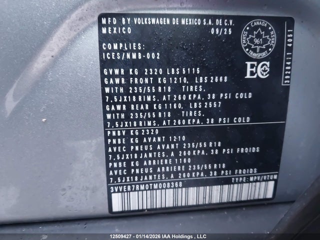3VVER7RM0TM008368 Volkswagen Tiguan