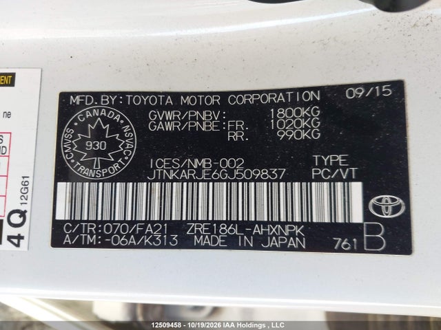 Продаж на аукціоні авто 2016 Scion Im, vin: JTNKARJE6GJ509837, номер лоту: 12509458