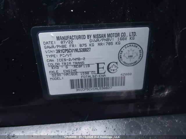 3N1CP5CV1NL530827 Nissan KICKS SV