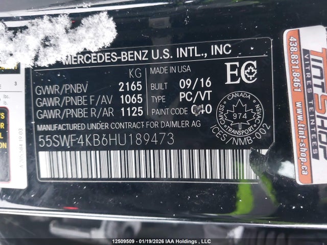 55SWF4KB6HU189473 Mercedes-Benz C 300 4matic