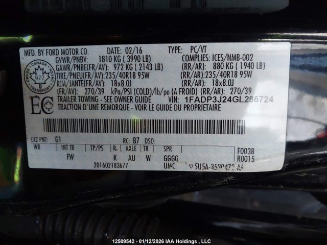 Продажа на аукционе авто 2016 Ford Focus Titanium, vin: 1FADP3J24GL286724, номер лота: 12509542