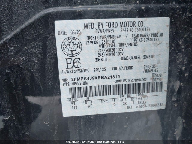 2FMPK4J9XRBA21815 Ford Edge