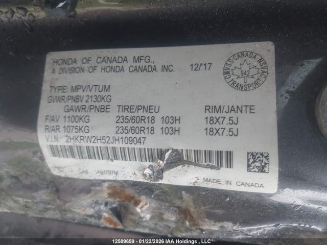 2HKRW2H52JH109047 Honda CR-V EX