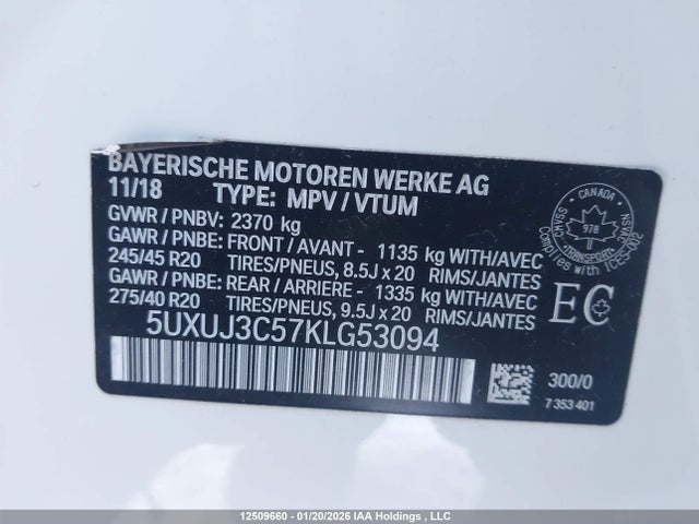 5UXUJ3C57KLG53094 BMW X4 Xdrive30i