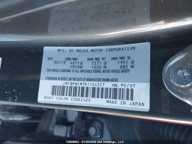 JM1BPBCM7K1124357 Mazda MAZDA3