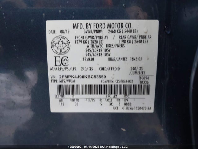 2FMPK4J98KBC53559 Ford EDGE SEL