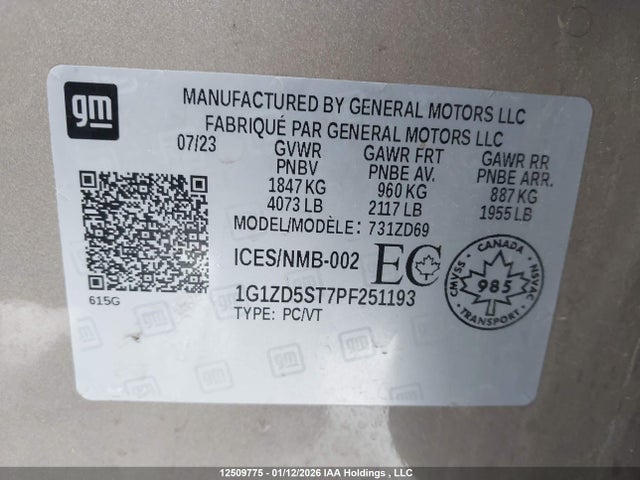1G1ZD5ST7PF251193 Chevrolet MALIBU LT