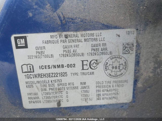 1GCVKREH3EZ221825 Chevrolet Silverado 1500 1lt/2lt