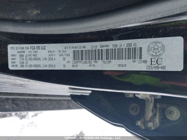 Aukcja sprzedaży 2020 Dodge Ram 1500, vin: 1C6SRFPM7LN261053, numer aukcji: 12509847