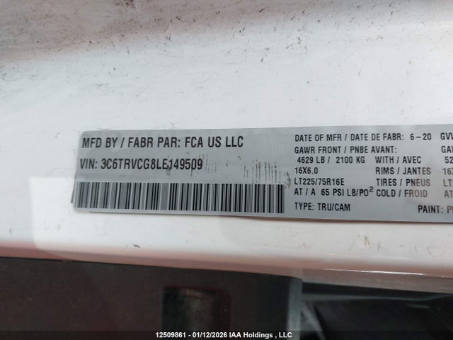 3C6TRVCG8LE149509 RAM Promaster 2500 2500 High