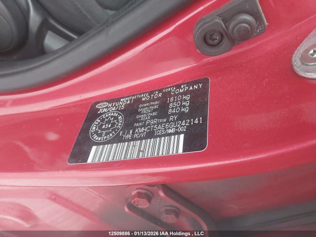 KMHCT5AE6GU242141 Hyundai ACCENT SE