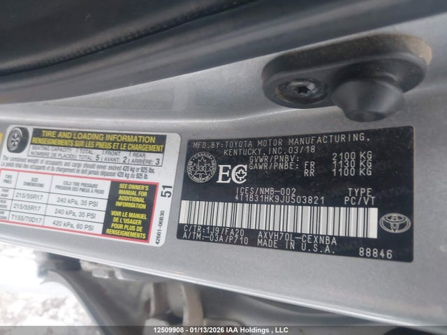 4T1B31HK9JU503821 Toyota Camry Hybrid Le