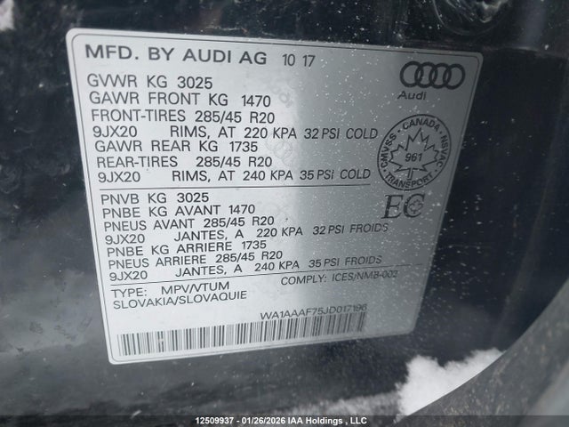 WA1AAAF75JD017196 Audi Q7 3.0t Komfort