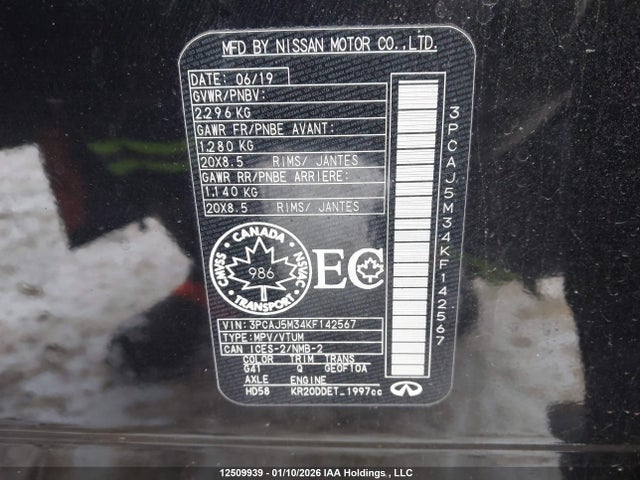 3PCAJ5M34KF142567 Infiniti Qx50 Autograph/essential/luxe/proactive/sensory