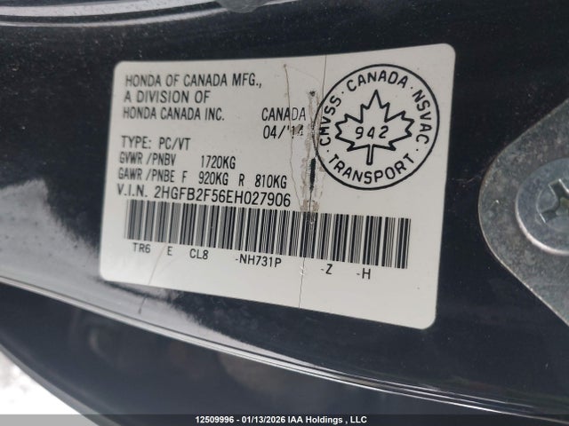 Honda r18z1 2014 2HGFB2F56EH027906 Image 9