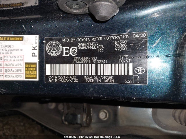 JTNK4RBE1L3102741 Toyota Corolla