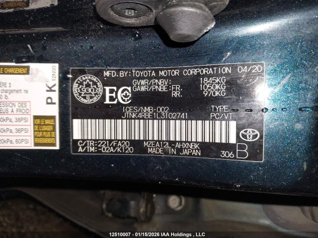 JTNK4RBE1L3102741 Toyota Corolla