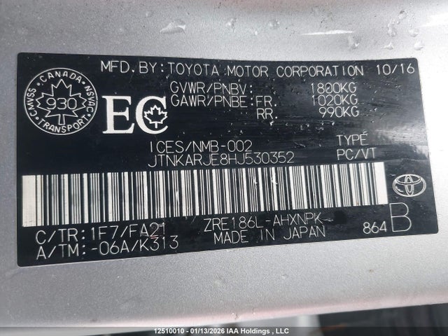 JTNKARJE8HJ530352 Toyota COROLLA IM