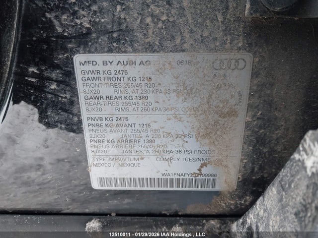 WA1FNAFY2J2199986 Audi Q5 2.0t Technik