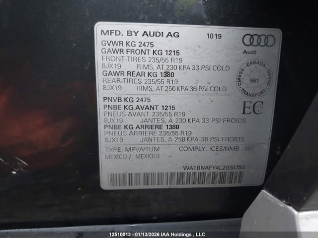 WA1BNAFY4L2030733 Audi Q5 Premium Plus