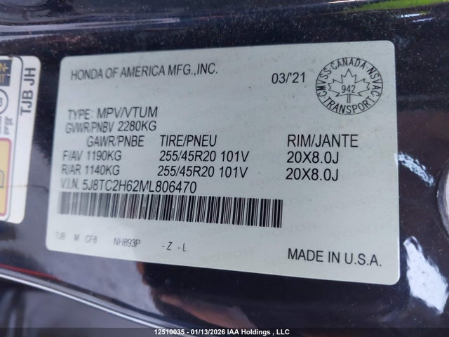 5J8TC2H62ML806470 Acura Rdx A-spec