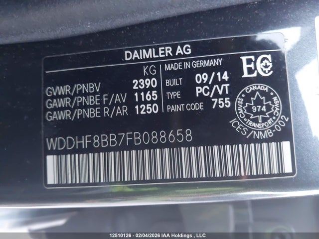 Aukcja sprzedaży 2015 Mercedes-benz E 300 4matic, vin: WDDHF8BB7FB088658, numer aukcji: 12510126