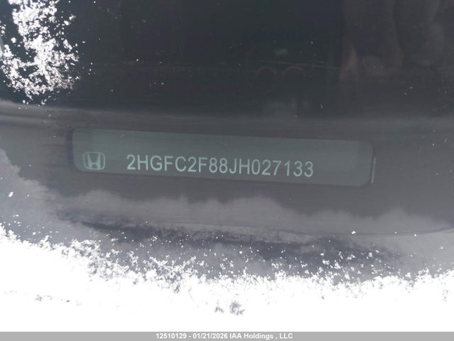 12510129 :رقم المزاد ، 2HGFC2F88JH027133 vin ، 2018 Honda Civic Ex 4dr مزاد بيع