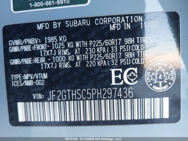 Subaru Crosstrek Outdoor 2023 JF2GTHSC5PH297436 Image 18