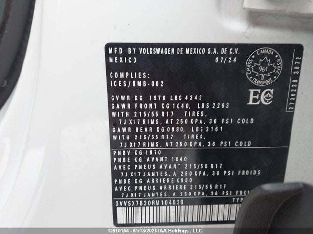 3VVSX7B20RM104530 Volkswagen TAOS SE
