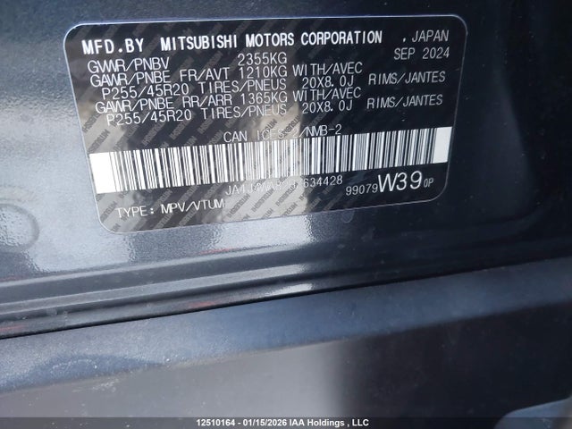 JA4J4WA82RZ634428 Mitsubishi Outlander Gt/gt Noir/gt Premium
