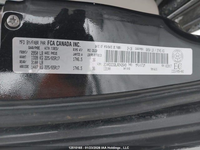 Aukcja sprzedaży 2018 Dodge Grand Caravan Crew, vin: 2C4RDGDG8JR242649, numer aukcji: 12510165