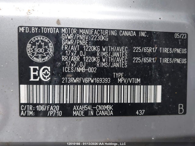 2T3RWRFV6PW169393 Toyota Rav4 Hybrid Xle