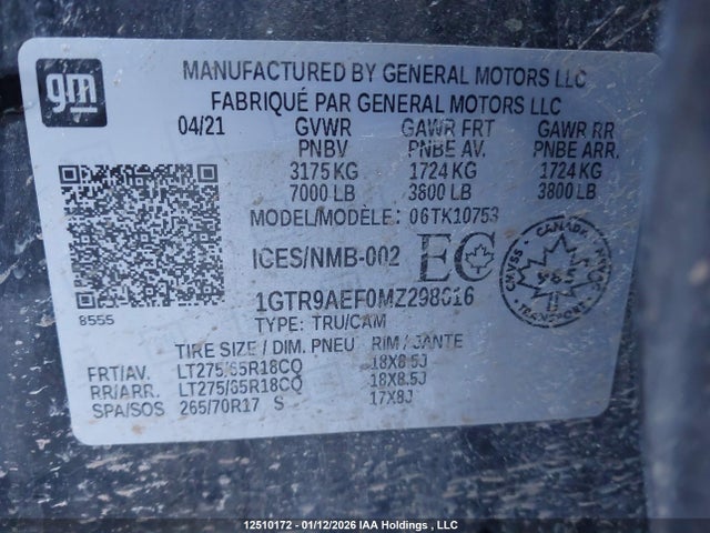 1GTR9AEF0MZ298616 GMC Sierra K1500