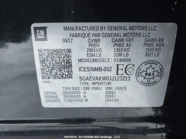 5GAEVAKW0JJ123213 Buick Enclave Essence