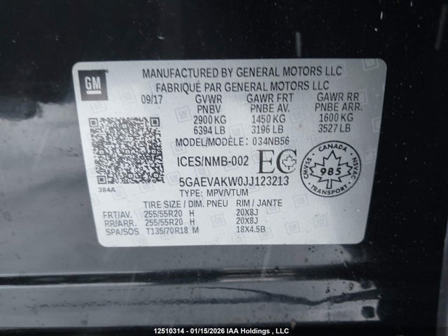 5GAEVAKW0JJ123213 Buick Enclave Essence