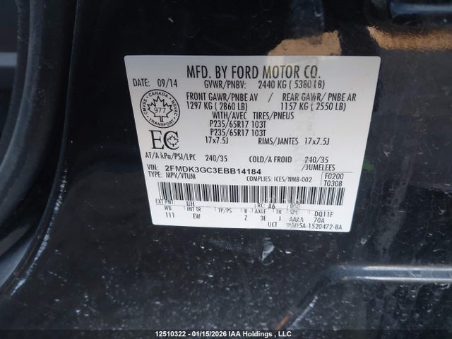 2FMDK3GC3EBB14184 Ford EDGE SE
