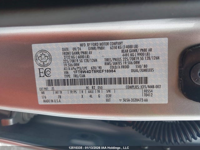 Aukcja sprzedaży 2024 Ford F450 Super Duty, vin: 1FT8W4DT8REF18984, numer aukcji: 12510335